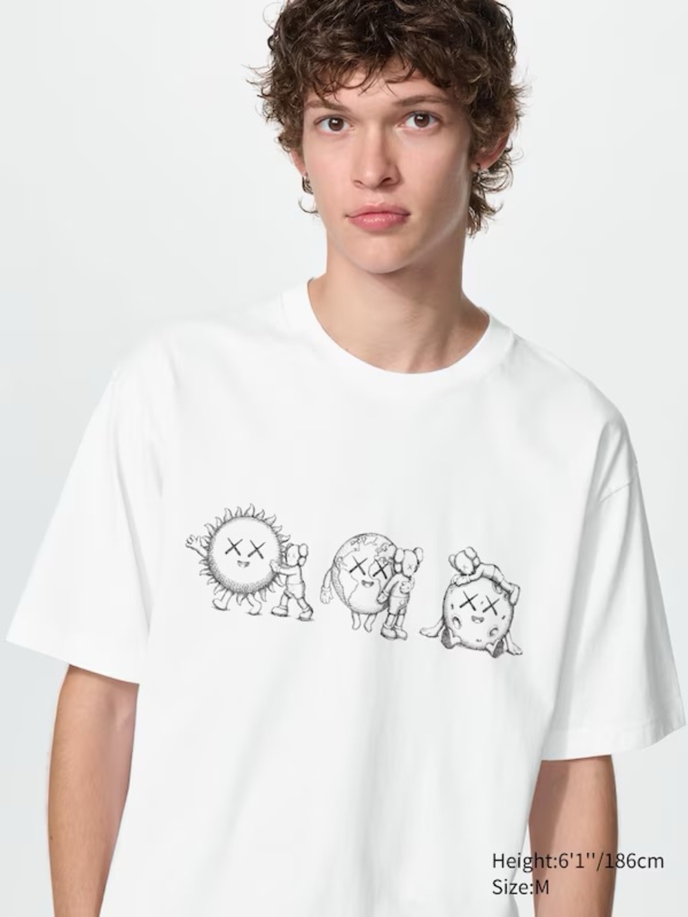 KAWS x UNIQLO Universe UT Graphic T-Shirt WHITE Sun Earth Moon NWT